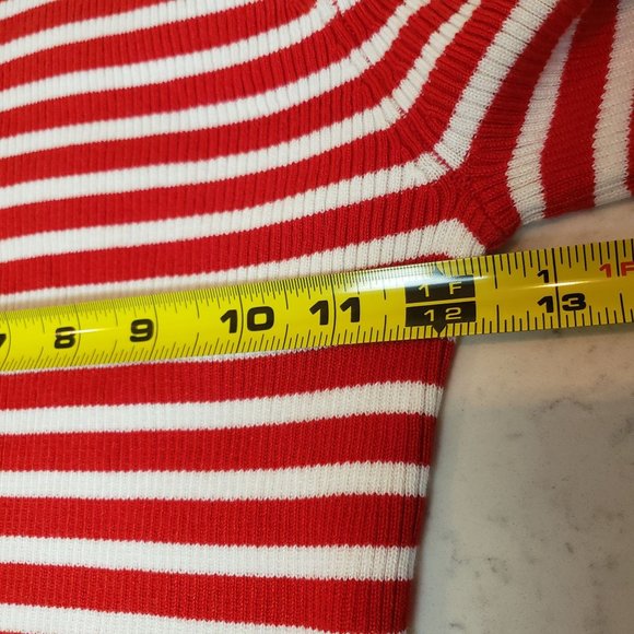 Premise Studio knit sweater size Small striped red white gold tone zipper accent - Picture 7 of 9